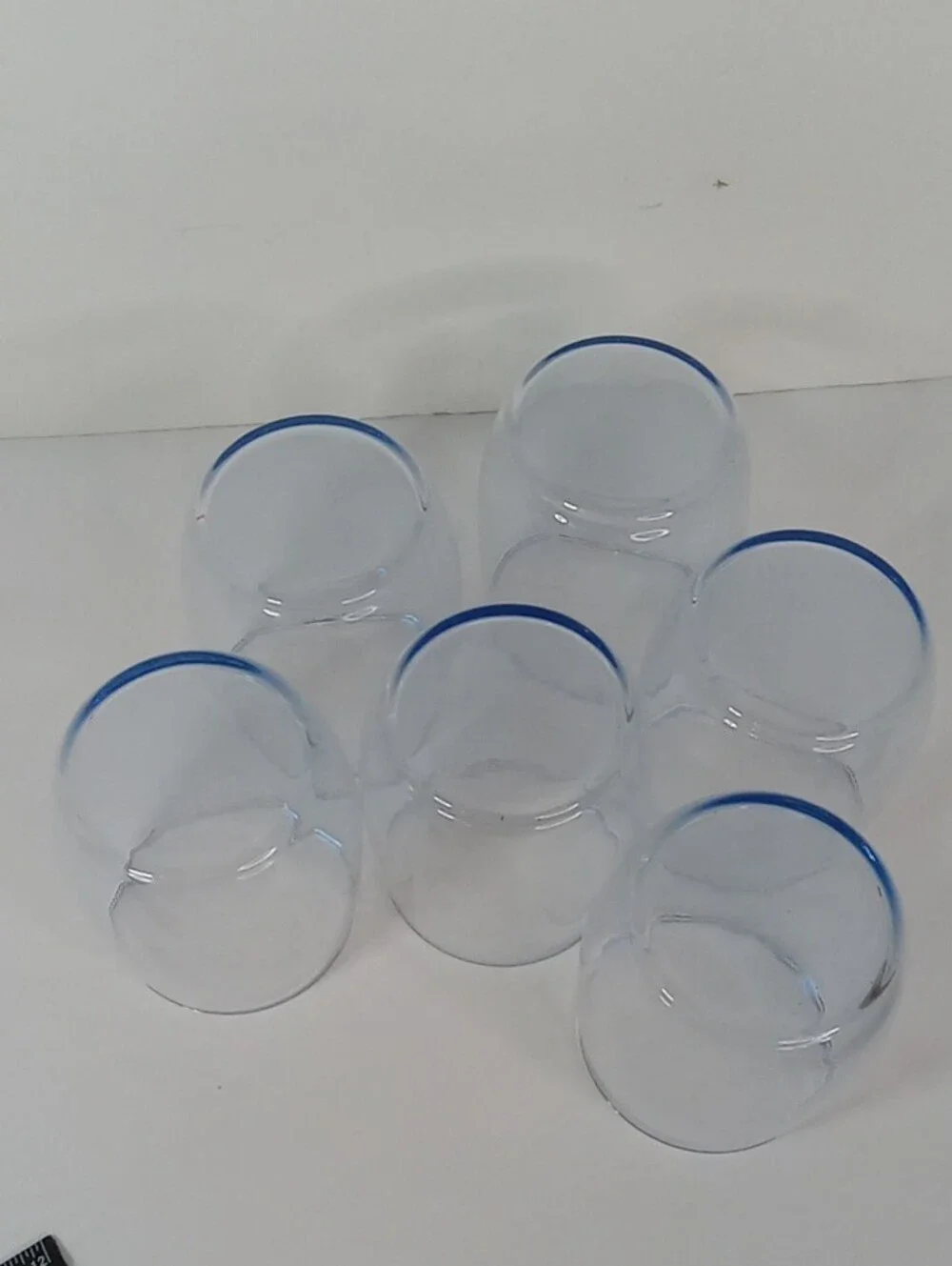 Vintage Libbey Set of 6 Misty Blue Curved Water Drinking Glasses